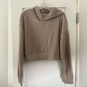 ALO Yoga Ribbed Cowl Neck Sweater in Taupe